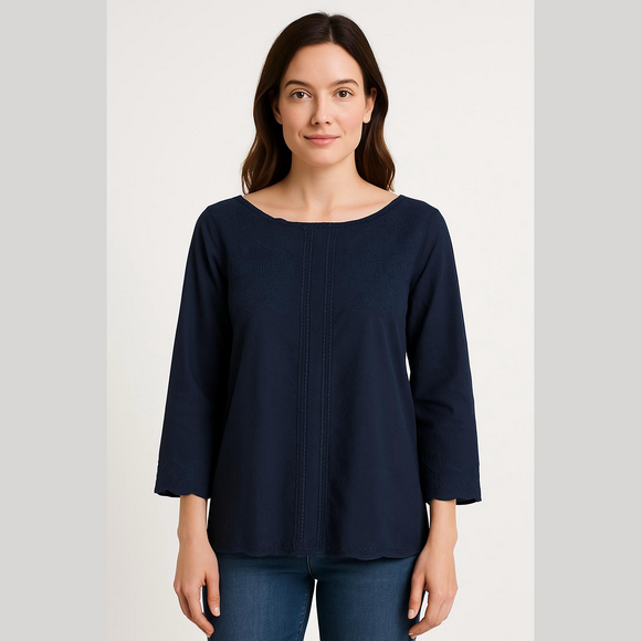 Brooks Brothers Tops - Brooks Brothers Navy Blue Embroidered Long Sleeve Top